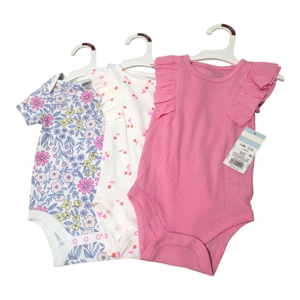 NWT Cat & Jack Baby Girl Onesies Set Of 3 Bundle 3-6M